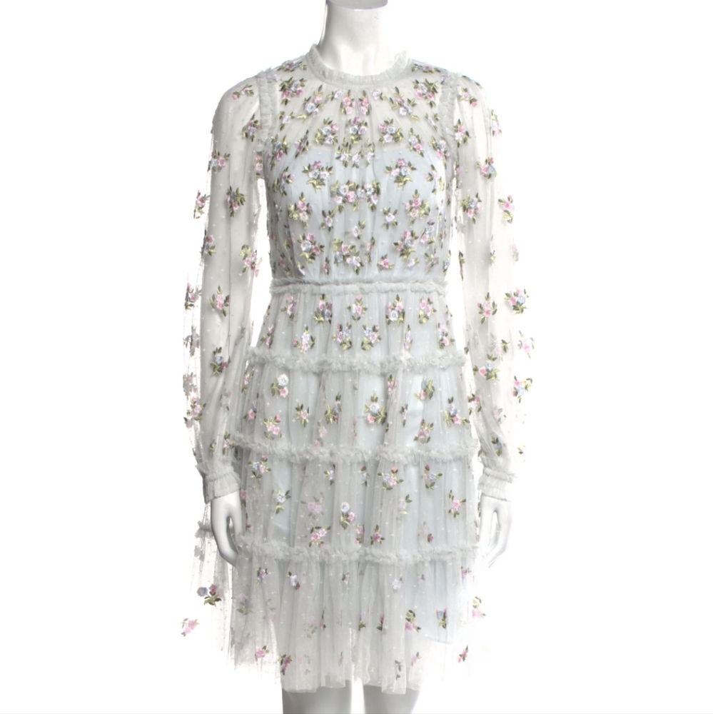 Needle & Thread Floral Embroidered Mini Dress